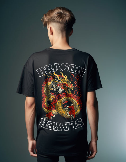 Dragon Slayer: Premium cotton Oversized Drop-Shoulder Tee
