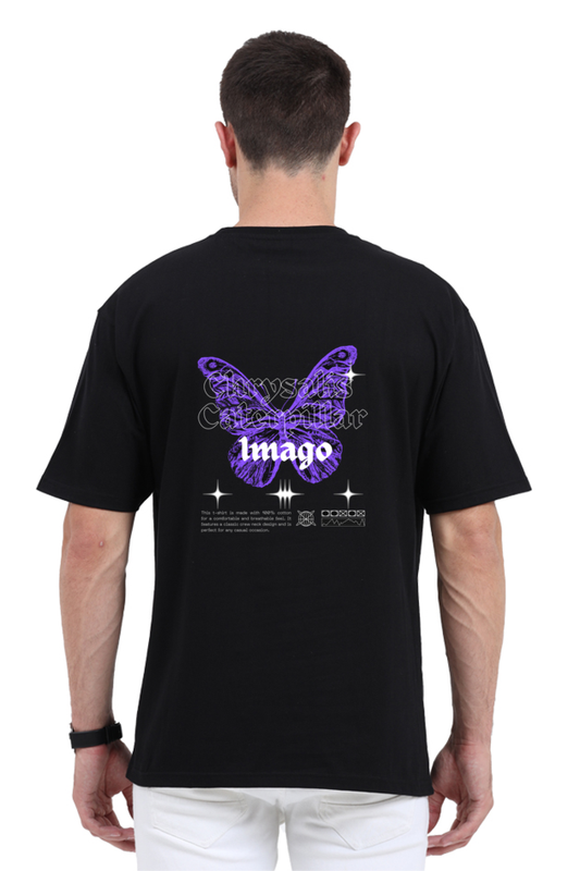 Neon Purple Butterfly: Premium Cotton Oversized T-Shirt